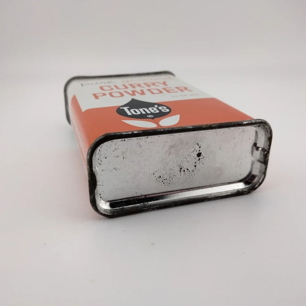Tone's Spices Curry Powder‎ Vintage Orange and White Tin 3